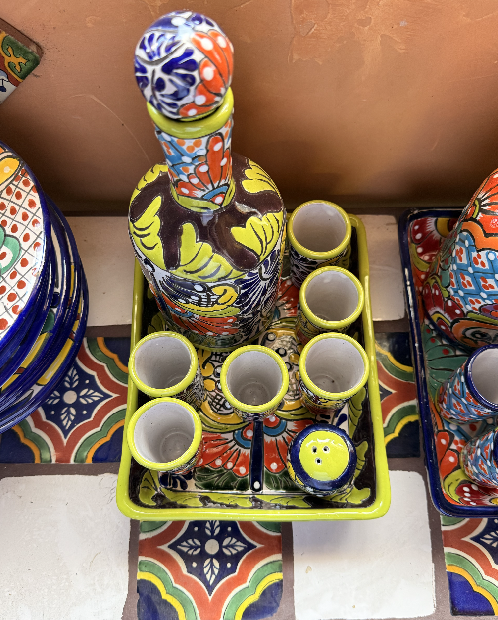 Hand Painted Tequila Talavera Set
