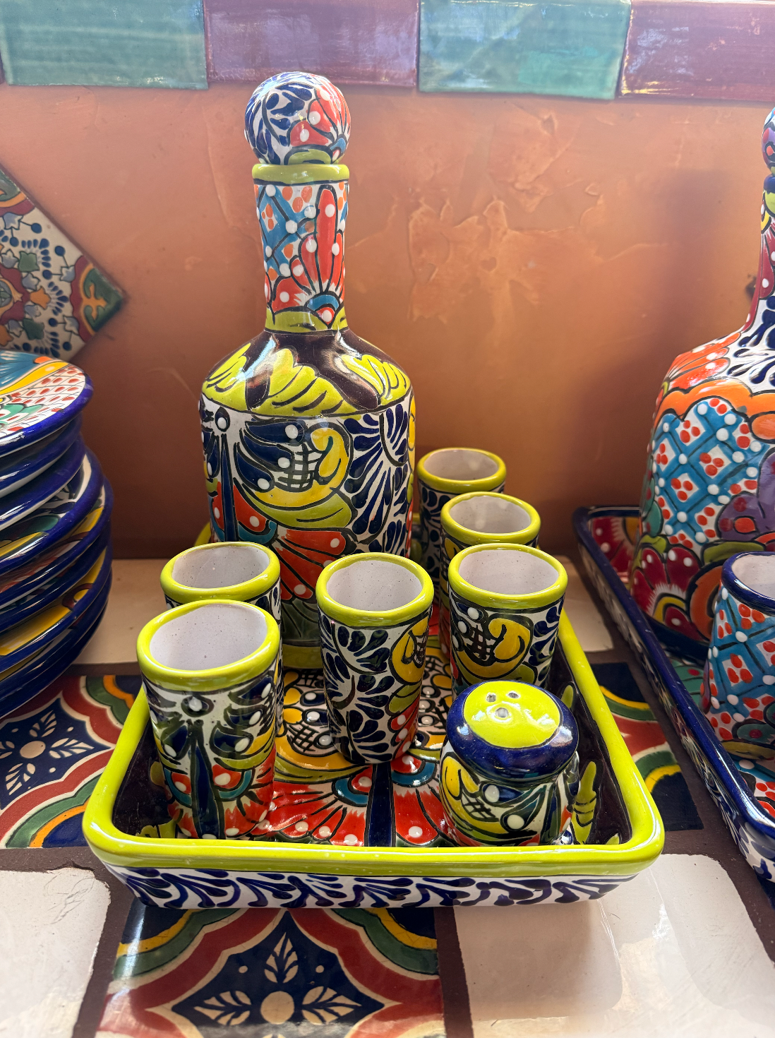 Hand Painted Tequila Talavera Set
